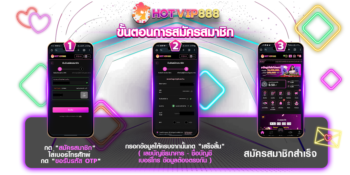 ขั้นตอนสมัคร HOTVIP888